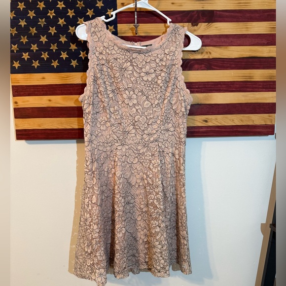 Lily Rose Blush Pink Top with Black Lace Trim. - Picture 1 of 7